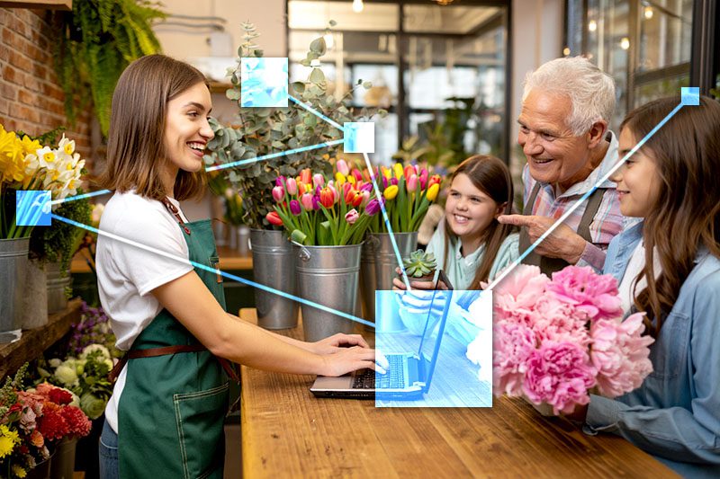 Florist using TVI for business management - fully integrated CRM, POS, accounting, and inventory.